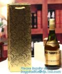 wine paper bag with handles,luxury glossy wine bottle gift paper bags,Gold Wine