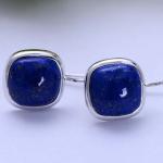 925 Sterling Silver Square Natural Lapis Lazuli Dorp Earrings(034607W)