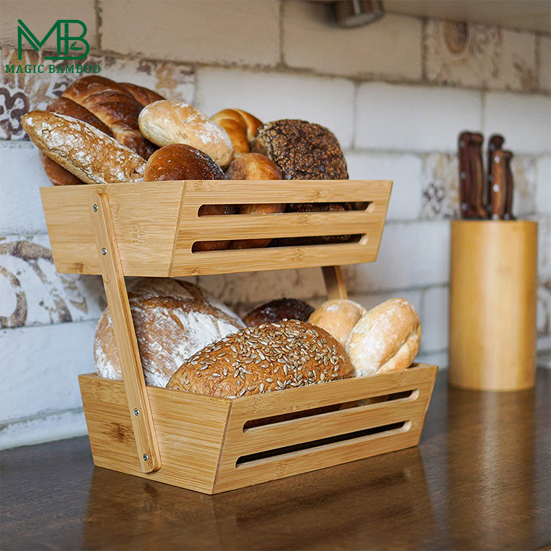 Multifunctional 2-Tier Large Capacity Fruit Vegetable Baskets Storage Stand for Kitchen