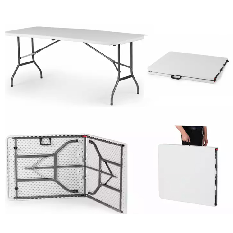 Outdoor Plastic Metal Folding Coffee Picnic Dining Table for Garden Party Event Banquet