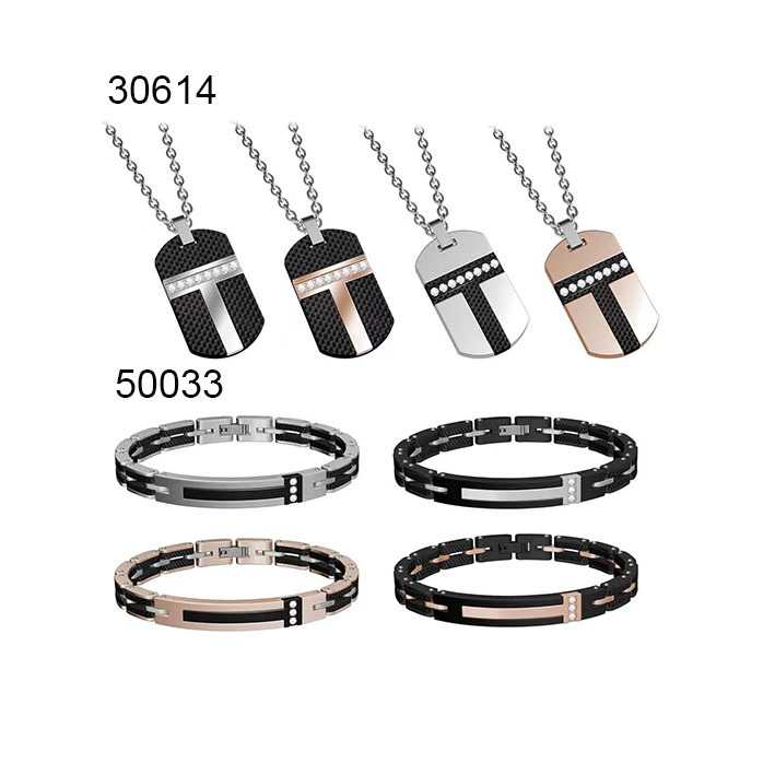 Brushed And Matte Black Fashion Stainless Steel Bracelet With Silver Watch Band Bracelet