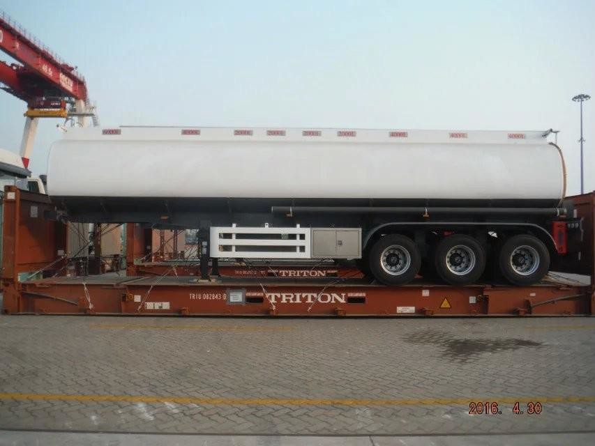 Tri Axle Stainless Steel Tank Semi Trailer For Palm Oil / Crude Fuel / Petrol Oil Delivery