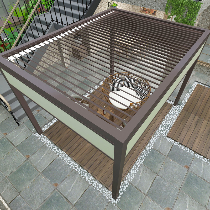 Modern Courtyard Intelligent Electric Louver Pavilion Villa Outdoor Sun Room Automatic Flipping Chinese Gazebo