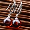 Buy cheap Thai Sterling Silver Marcasite Retro Earrings Synthetic Garnet Bead Drop Earring(053142) from wholesalers