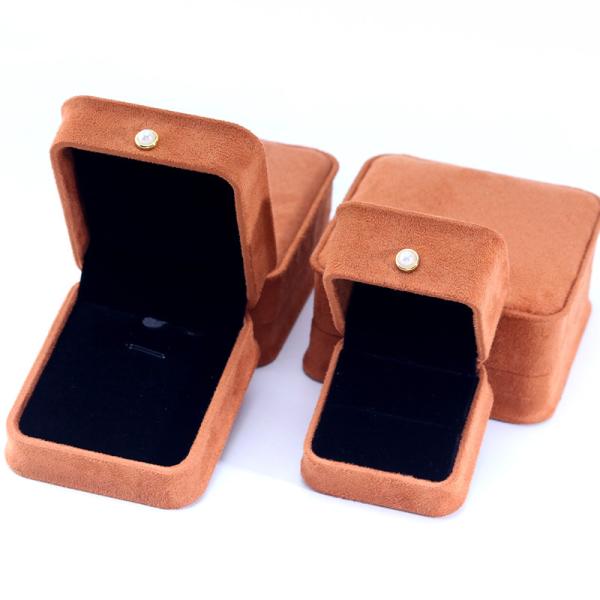 Custom Logo Velvet Coffee Color Jewelry Box for Bracelet Earrings Necklace Pearl