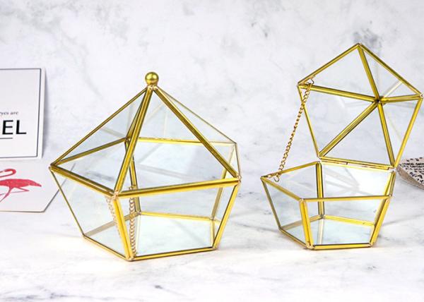Buy cheap Pentagonal glass artifact succulent greenhouse Gift Wedding jewelry box landscape home glass decoration wholesale from wholesalers