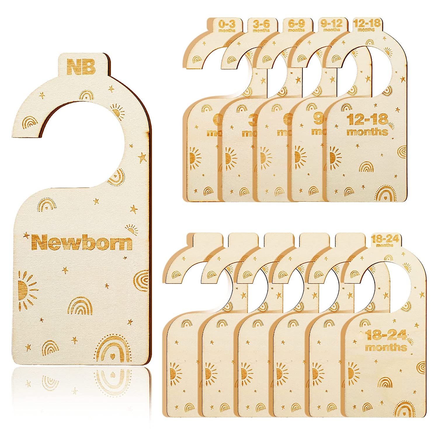 Rainbow Plywood Baby Cloth Divider Card Baby Nursery Closet Drawer Organizer