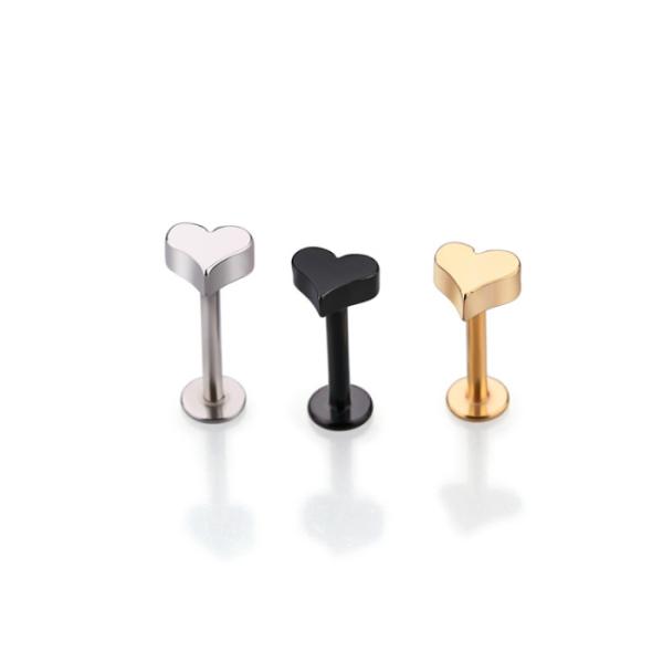 Buy cheap 316L Surgical Stainless Steel Internally Threaded Heart Labret Stud Body Piercing Unique Lip Rings from wholesalers