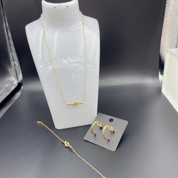 High Polish Newest Gold Color Stainless Steel Earring ,Necklace , Bracelet Sets