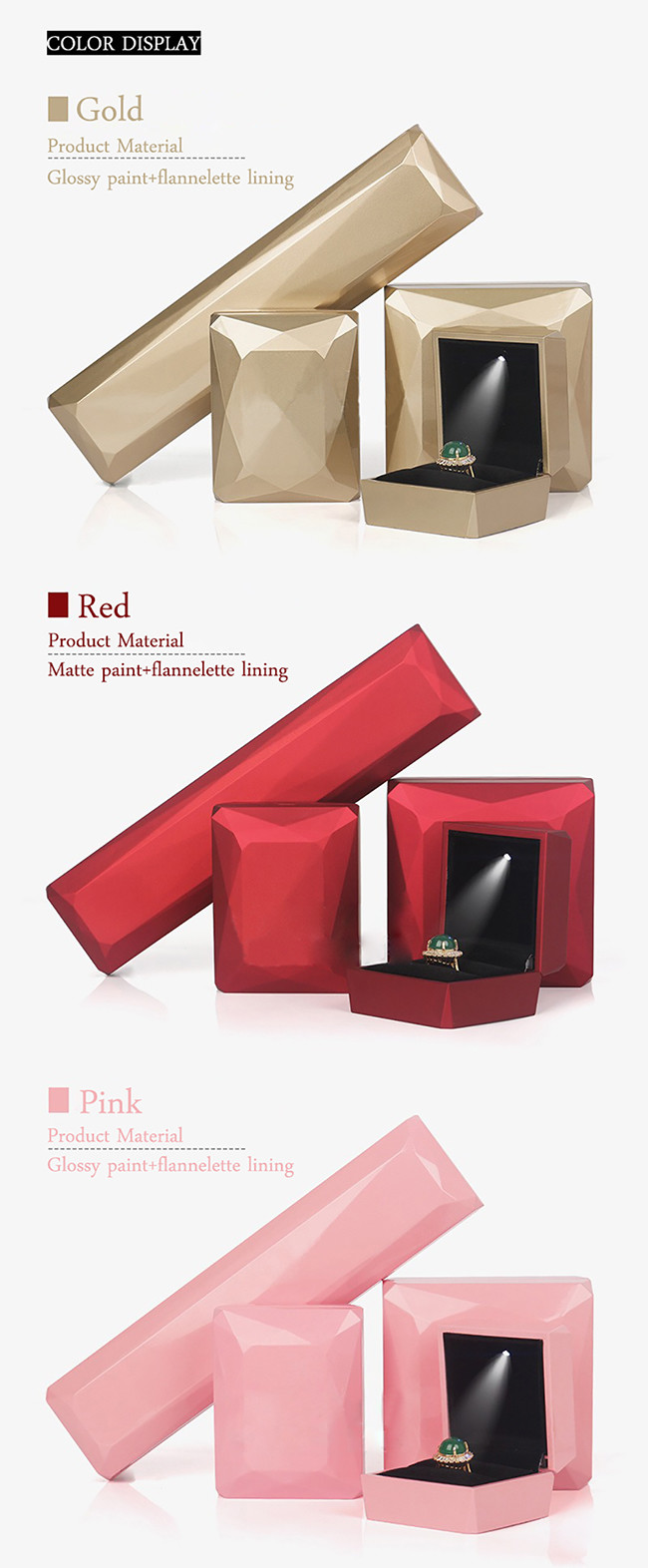 Customized Spray Paint Box Gift Packaging LED Light Jewelry Box