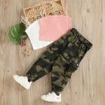 Children'S Outfit Sets Girls Suspenders Camouflage Trousers Two Piece Set