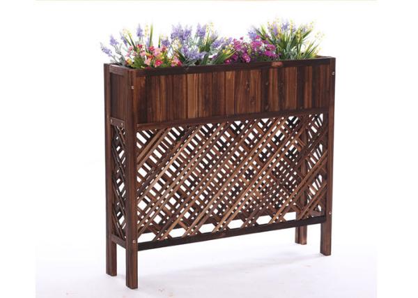 Buy cheap Balcony Mesh Shape Wooden Flower Shelf , Colorful Wooden Plant Stand Antiseptic Wood Fence from wholesalers