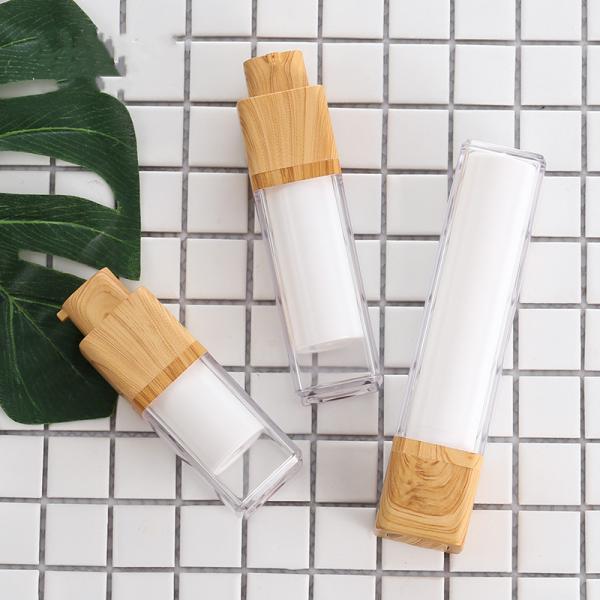 Buy cheap Plastic AS White 15ml 30ml 50ml Lotion Pump Bottle With Wooden Cap from wholesalers