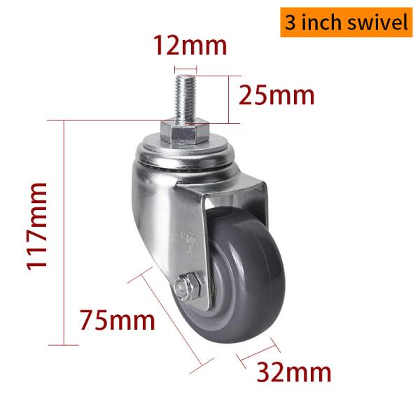 Buy cheap 150kg Load Threaded Industrial Castor Wheel 3 Inch 75mm 503S-76 from wholesalers