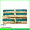 Buy cheap LUDA women's raffia stripe straw hand clutch bag silver leather handbag from wholesalers