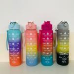 Lightweight 550/750/1000ML Gradient Color Plastic Motivational Water Bottle Set