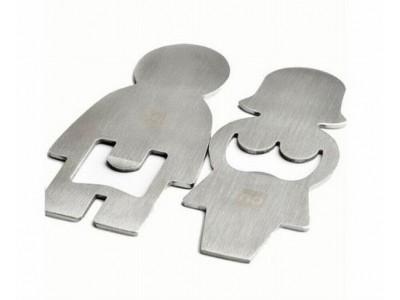 Quality Blank Stainless Steel Man and Woman Bottle Opener,die punched man and woman, brushed metal color for sale