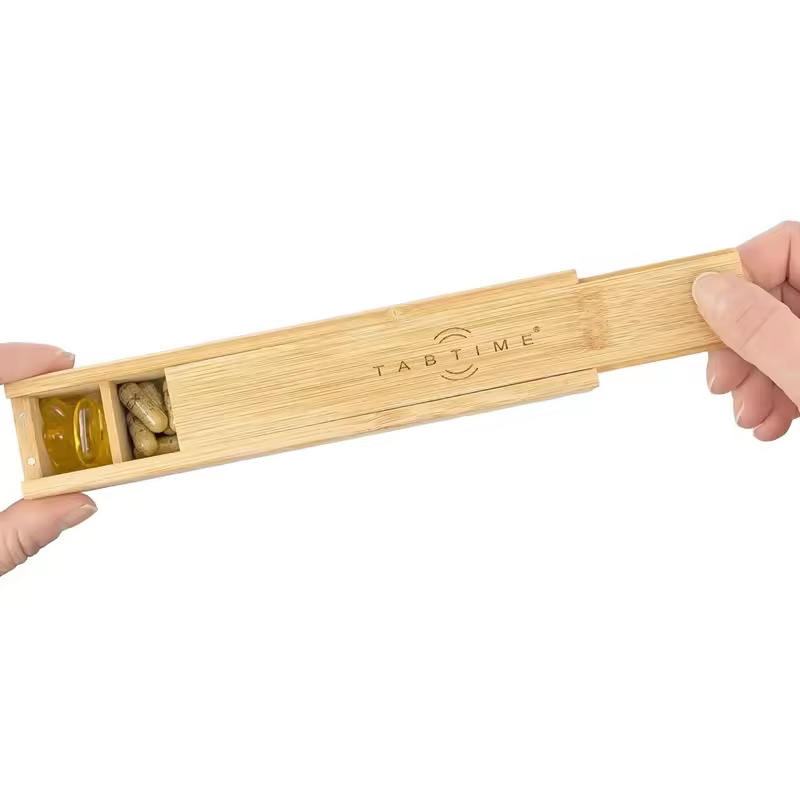 Wooden medicine box portable box Wooden daily mini portable travel medicine box vitamin storage