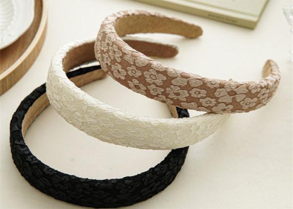 Buy cheap GLH020 Romantic lace relief print elastic flower headband hair hoop headband sponge from wholesalers