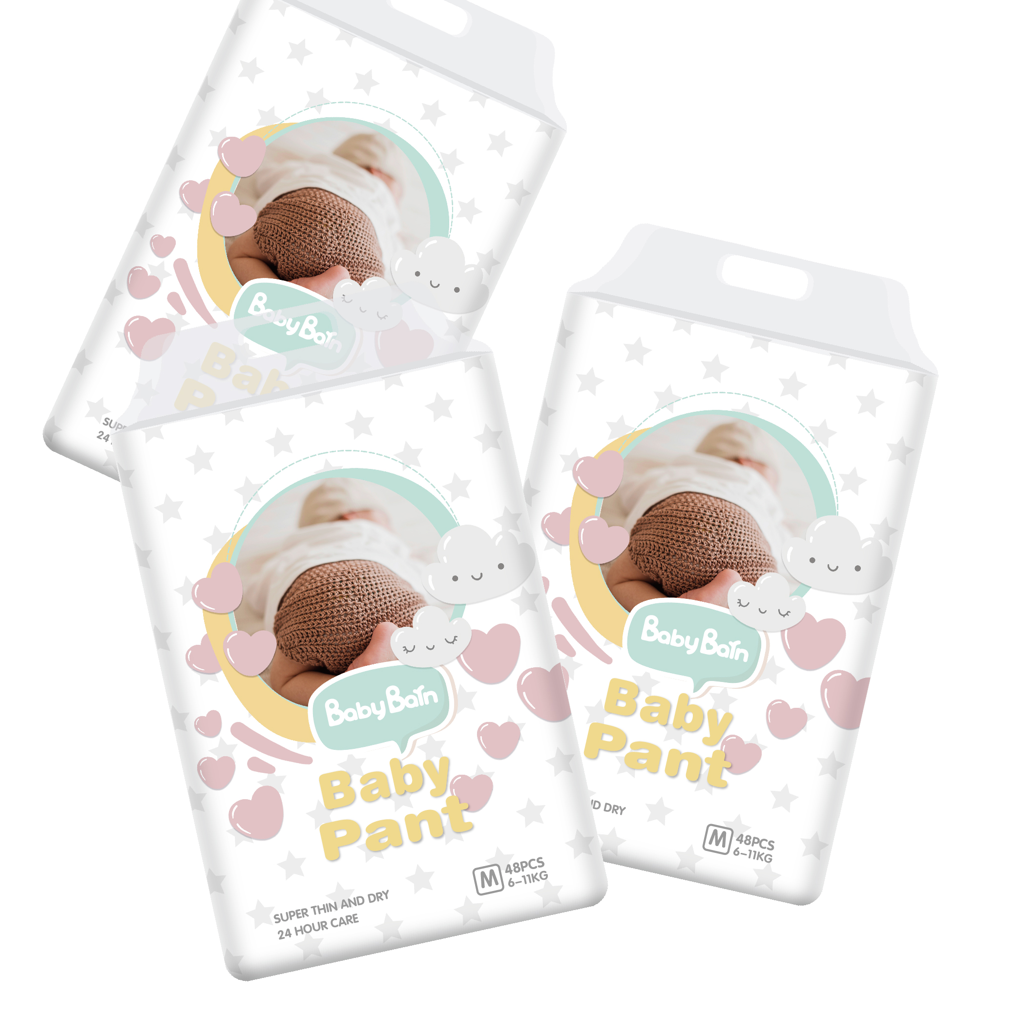 Hot sale baby diapers 1 size disposable breathable absorption in bulk