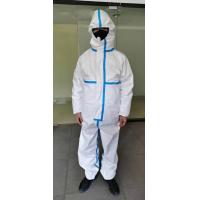 Buy cheap White Blue Surgical Disposable Gown Lightweight Chemical Protective Coveralls product
