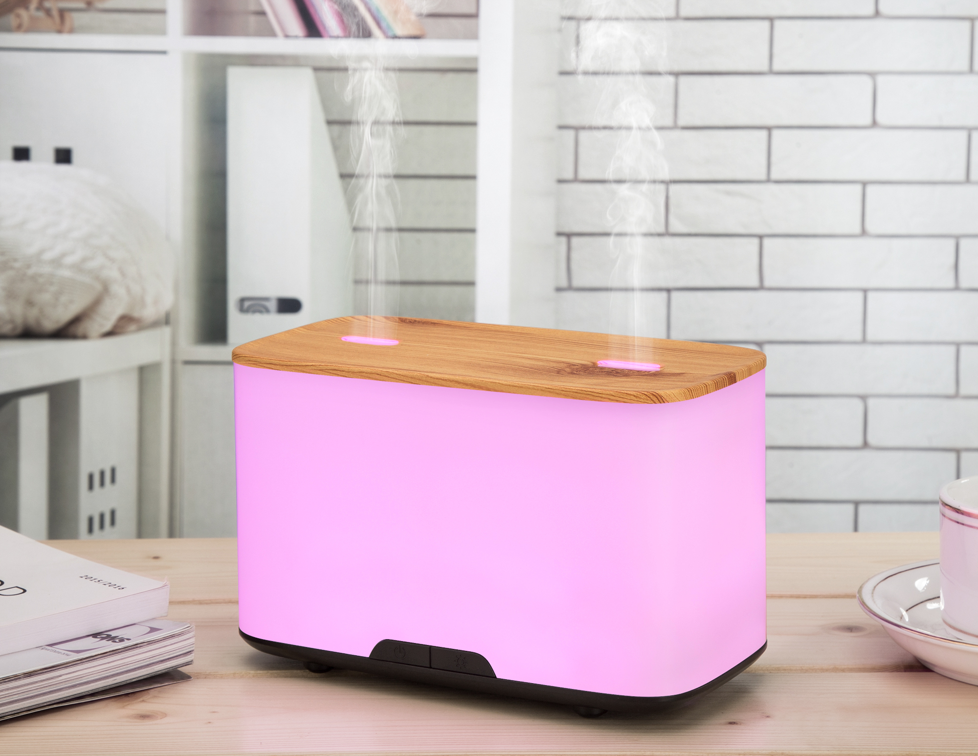 Wooden Grain Double Nozzle Spray Ultransmit Aroma Diffuser