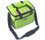 600D Polyester Strips Insulated Picnic Bag with Tote Handle , Blue / Green