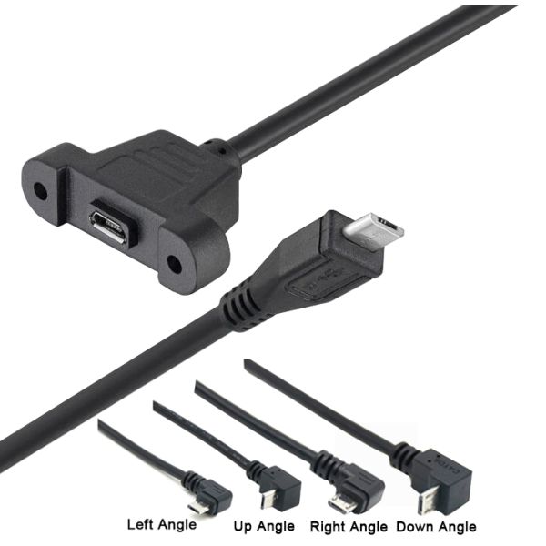 Screw Locking Micro Type C RJ45 Ethernet Male Female USB Panel Mount Cable