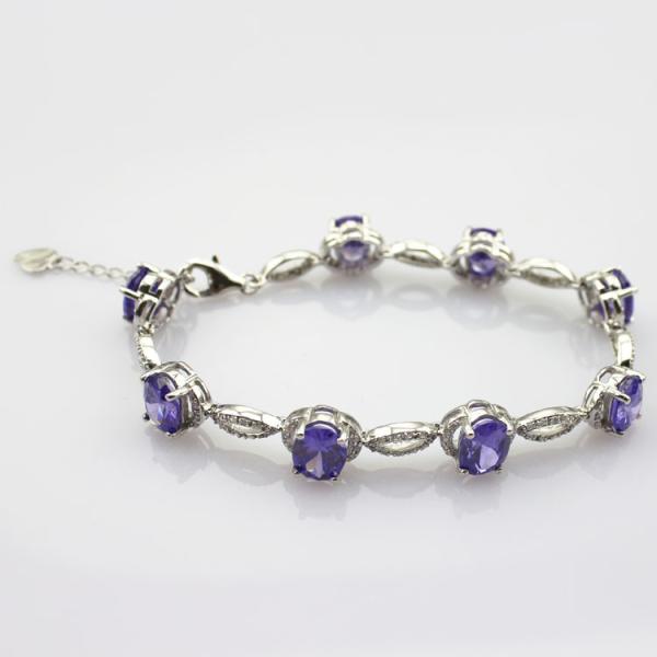Buy cheap Women Jewelry 925 Silver Created 7x9mm Oval Amethyst Cubic Zircon Tennis Bracelet(B05PURPLE) from wholesalers