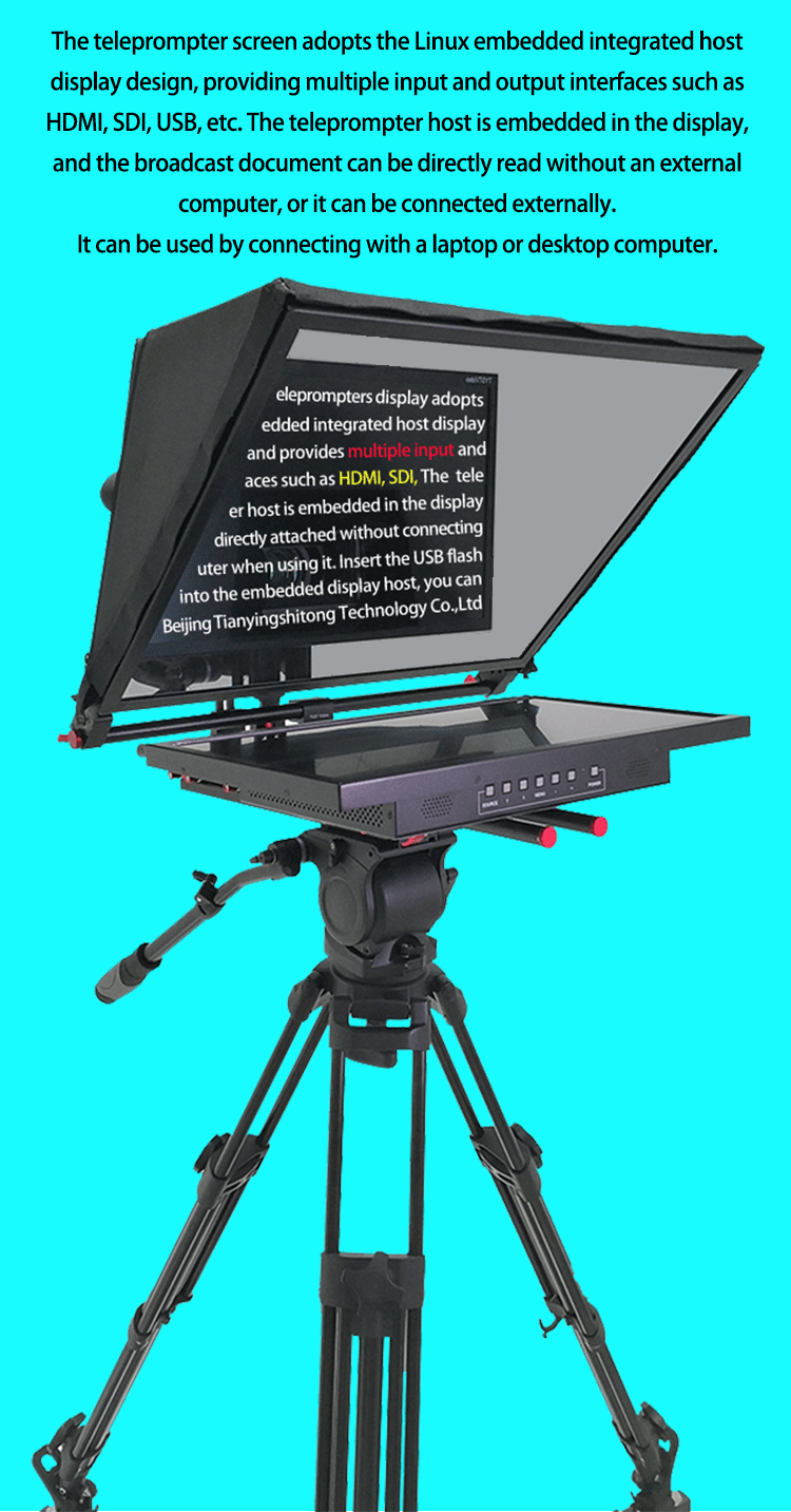 21G-GH 21inch Single Screen Studio Teleprompter with Professional Tripod and Casters