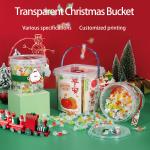 1L Thicken Decorative Round Plastic Buckets With Handle for Christmas Gift Toy