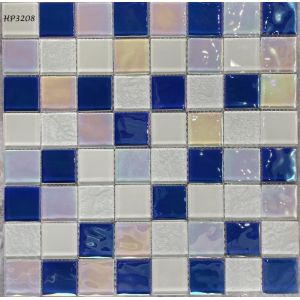 Buy cheap Waterproof Blue White Glass Pool Mosaic Tiles 303x303mm from wholesalers