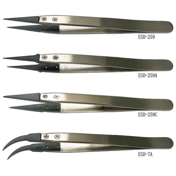 Buy cheap Pinzas Ceramic Tipped Tweezers ESD Stainless Steel High Temperature Resistant from wholesalers