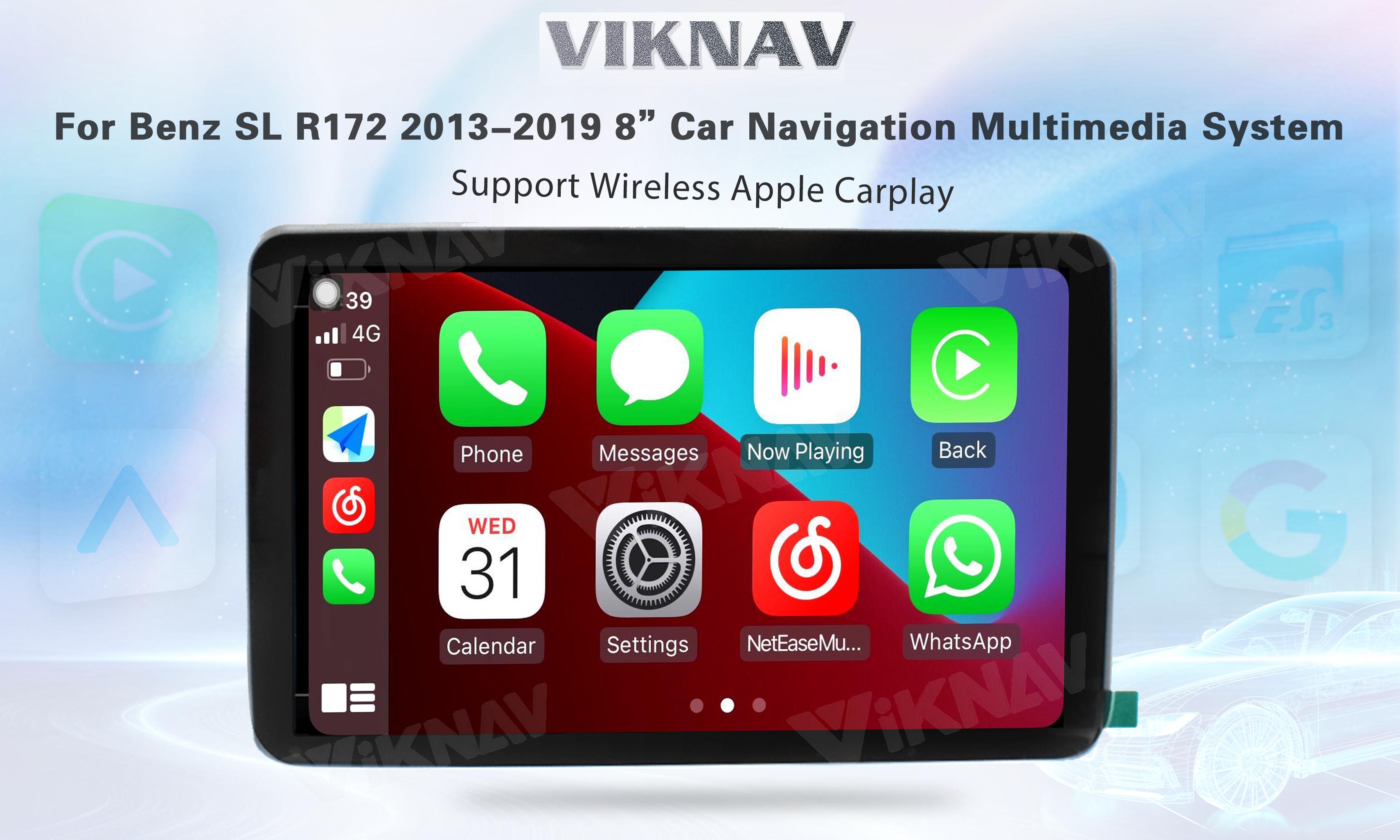 Viknav 8Inch Android Car Radio With Screen Multimedia Player For Mercedes Benz SL SLK SLC R172 2013-2019 GPS 2Din NTG4.5
