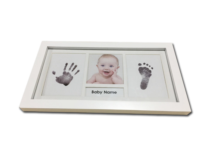 White Newborn Baby Hand And Footprint Photo Frame Inkless With Picture Name