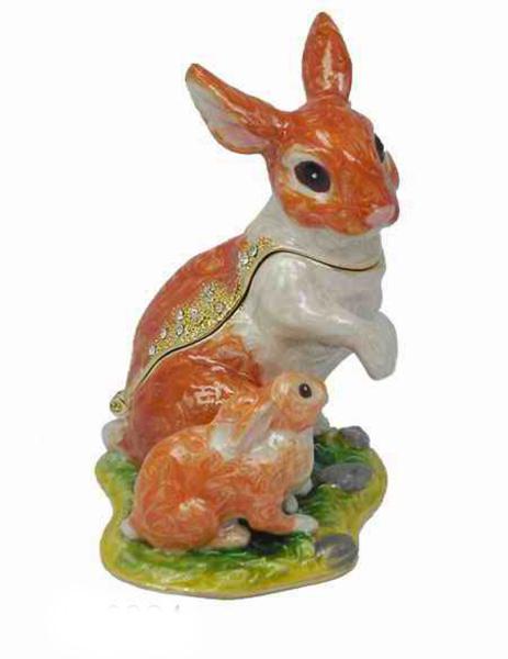 Buy cheap Rabbit Trinket Box Bunny Jewelry Boxes Cony Rabbit Enameled Trinket Box Organizers Animals Figures Gift Necklace Holder from wholesalers