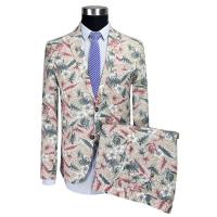 Buy cheap Men'S Printed Suits Single Breasted All Cotton Banquet Beige Long Sleeve product