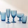 Buy cheap Small Blue Footed Glass Dessert Bowls 12 Oz Vintage Ice Cream Sundae Dishes 350ml from wholesalers