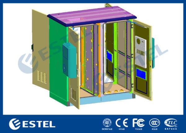 Buy cheap 2 Compartments Outdoor Telecom Cabinet Galvanized Steel 4 Doors CE Certificated from wholesalers