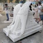 Marble Tombstone White Cemetery Crying Angel Statue Stone hand carved