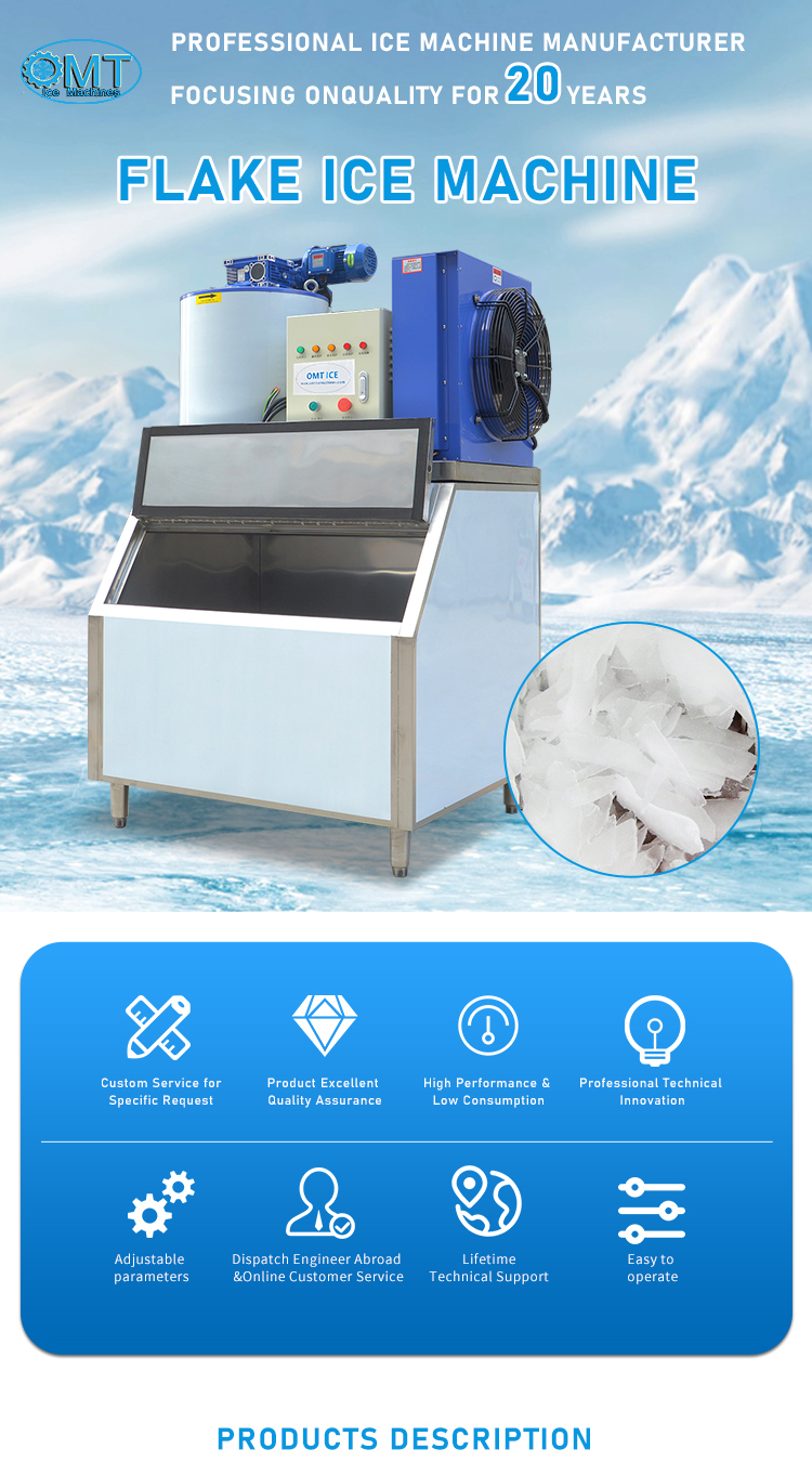 1420*800*1020mm Environmental Refrigerant R404A Ice Flake Machine 500kg Snow Flake Ice Machine Directly