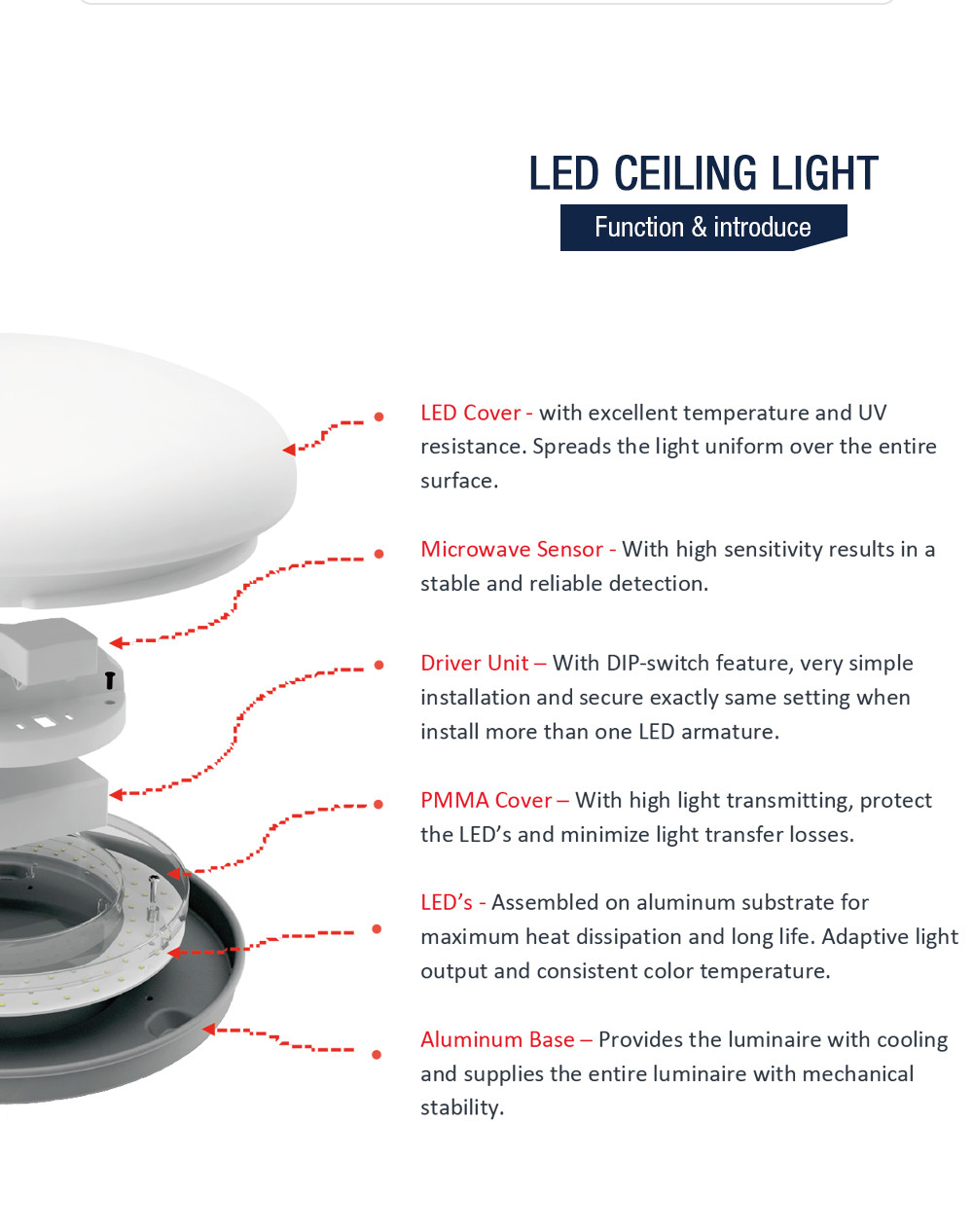 Flicker Free 22W Motion Detector Ceiling Light Fixture With Motion Sensor
