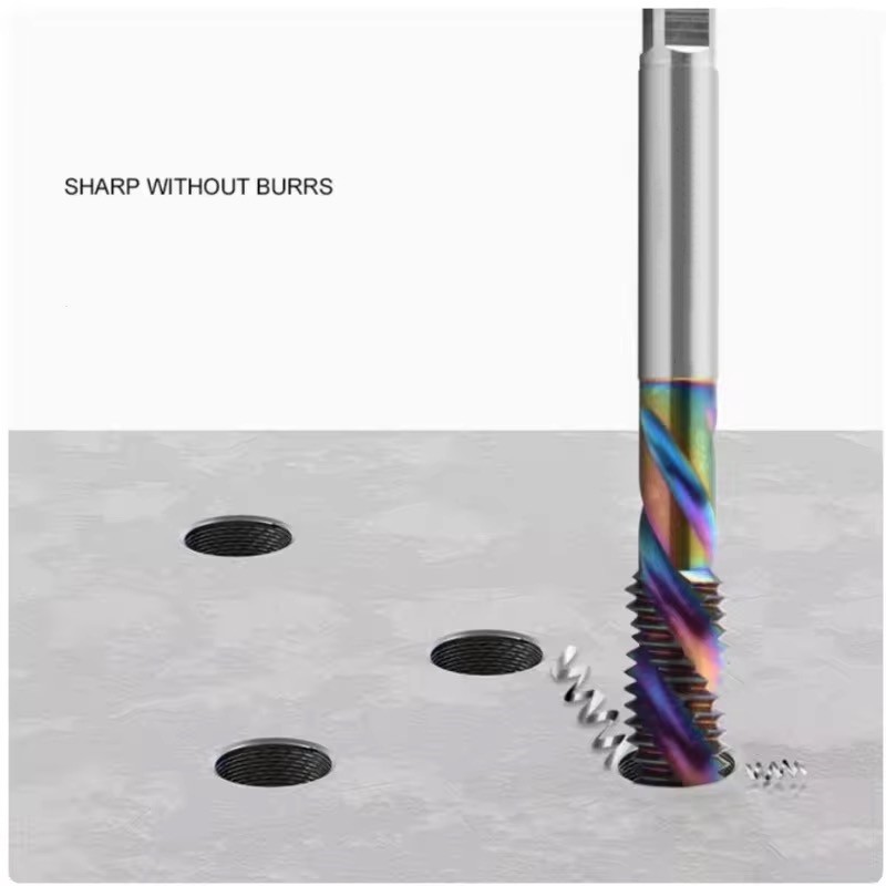 Metric Standard HSS-E 2 Flute Spiral Tap with Colored Cobalt Coating Aluminum-Specific Design