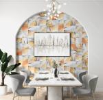 20x20cm SGS TV Background Wall Tiles , W.A0.02 Golden Ceramic Tile Rainbow Style