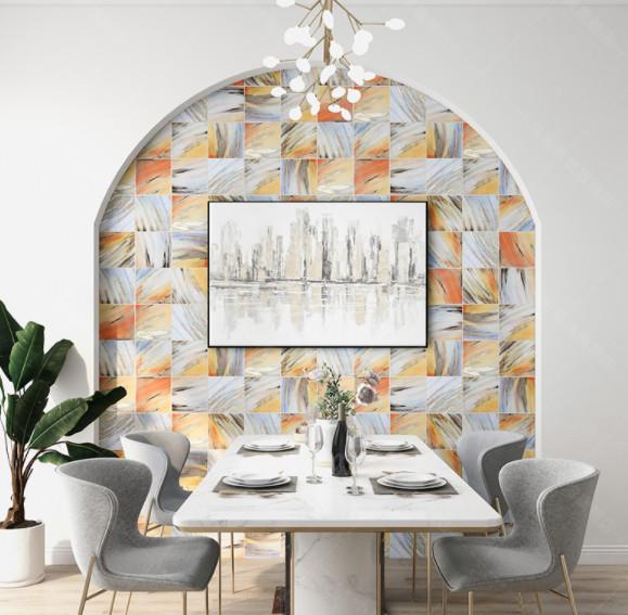 Buy cheap 20x20cm SGS TV Background Wall Tiles , W.A0.02 Golden Ceramic Tile Rainbow Style from wholesalers