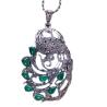 Buy cheap Vintage Thai Sterling Silver Green Agate with Marcasite Peafowl Pendant Necklace(N017961W) from wholesalers