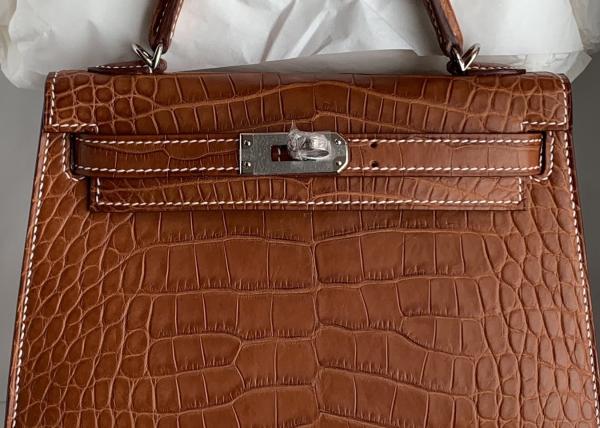 Buy cheap Square Crocodile Skin Bag , Yellowish Brown Crocodile Skin Handbag from wholesalers