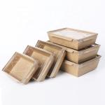 Disposable Biodegradable Food Container Kraft Lunch Box Rectangular 500ml -