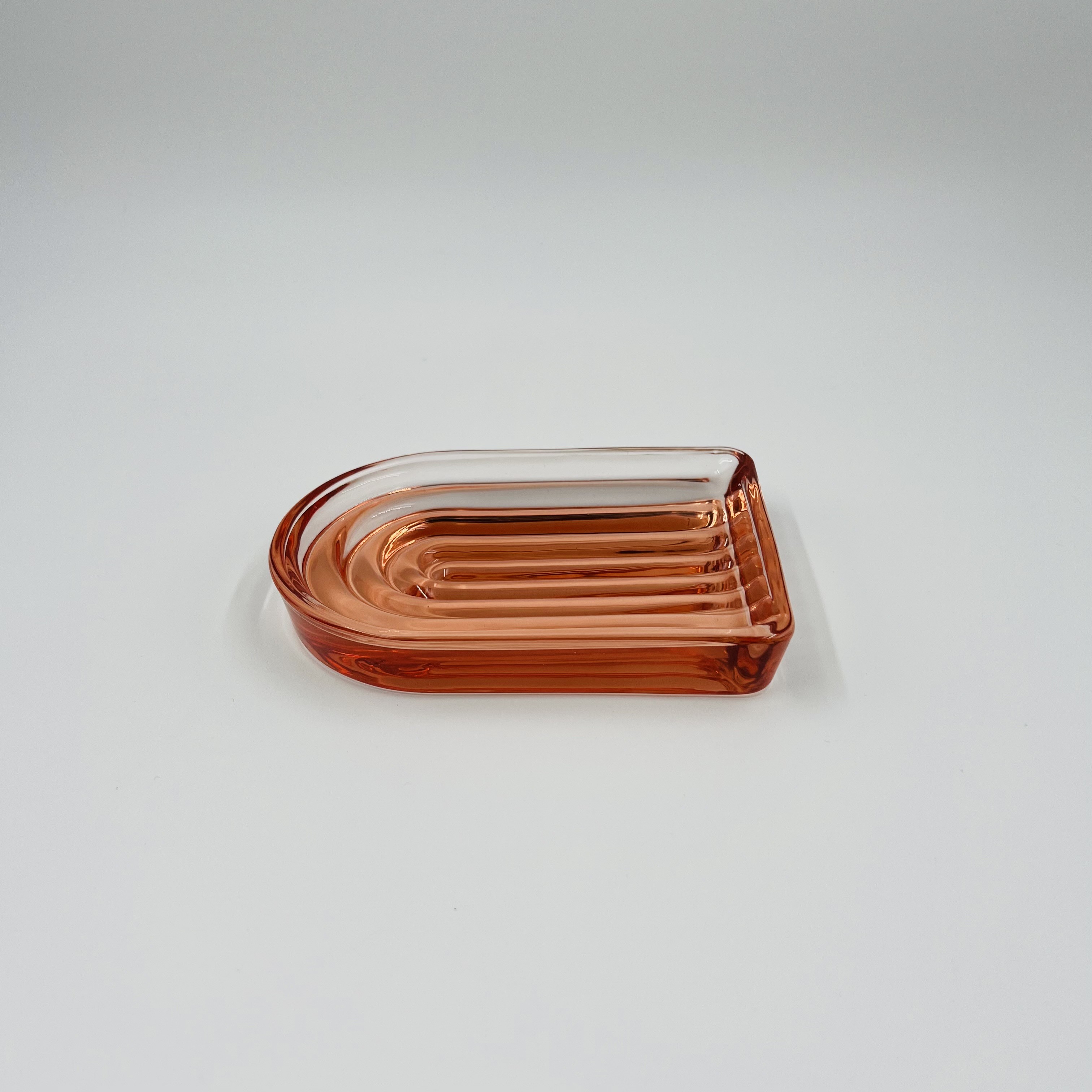 PROFILE 7pcs Glass Bathroom Accessories Countertop Set Round With Circle Line Ombre Orange With Mat Gold Parts Soap Pump