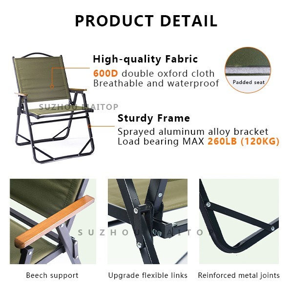 High Performance Affordable Very lightweight camping chair Padded Folding